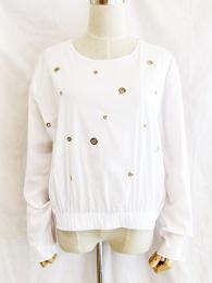 【SALE】MICHEL A MII/ITALY/穴あきロングスリーブTOPS/020296-WH