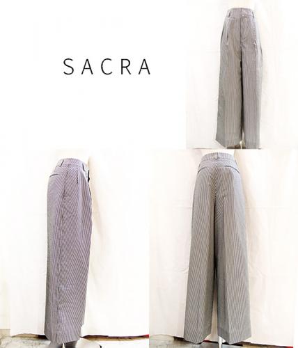 セレクトショップPESCA / SACRA /サクラ/コットンキュプラストライプワイドパンツ/118119111-990-36