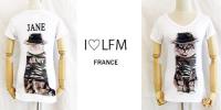 I♡LFM/FRANCE/Cat両面Tシャツ JANE/LFM-0406-WH-1