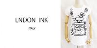 【SALE】LONDON INK/ITALY/手書き風プリントTシャツ香水/INK-015-WH-S