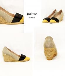 【SALE】Gaimo/SPAIN/リボン付配色リネンパンプス/10290505-80-37