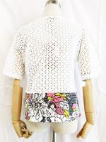 【SALE】Maria Lady/カットレース切替裾柄TOP/06643-WH-S