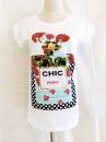LONDON INK/ITALY/CHIC香水フラワーTシャツ/INK-483-WH-M
