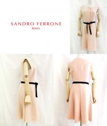 SANDRO FERRONE/サンドロフェローネ/ウエストリボン付ワンピース/14A04-09-L