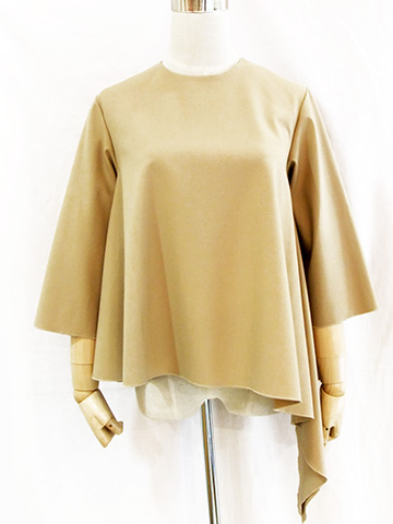 新品　GOUT COMMUN 二重織T/Rストレッチアシメブラウス　七部丈 セレクトショップPESCA / GOUT COMMUN/グーコミューン/二重織T/R